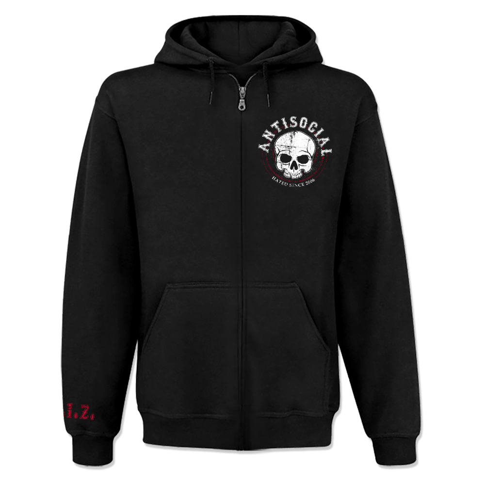 Antisocial - Hated since 2006, Kapu-Zippjacke / Zipp-Hoody schwarz / black