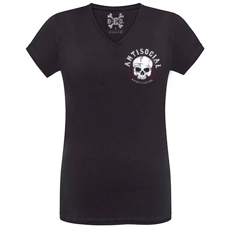 Antisocial - Hated since 2006, V-Neck Girls Tee, schwarz / black