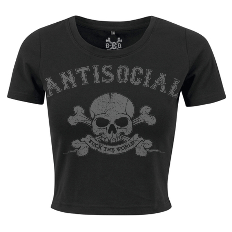 Antisocial, Cropped Tee, schwarz / black