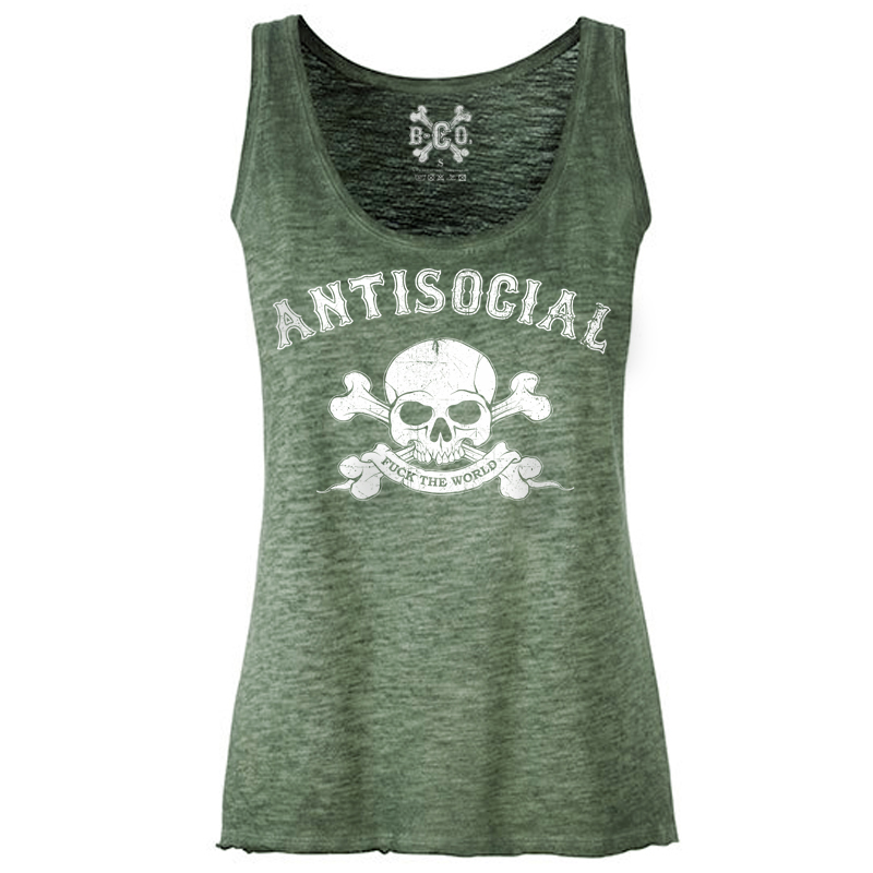 Antisocial, Slub Top, grün / green