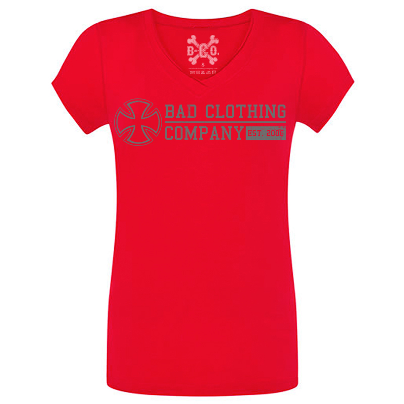 Bad Clothing Company - Since 2006, V-Neck Girls Tee, rot / red