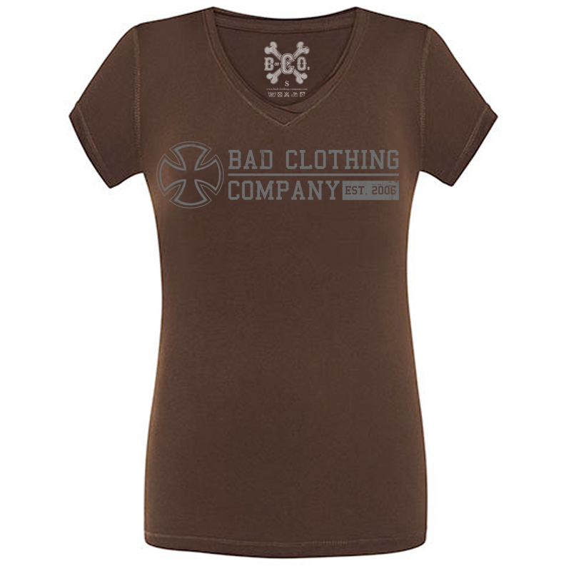 Bad Clothing Company - Since 2006, V-Neck Girls Tee, braun / brown