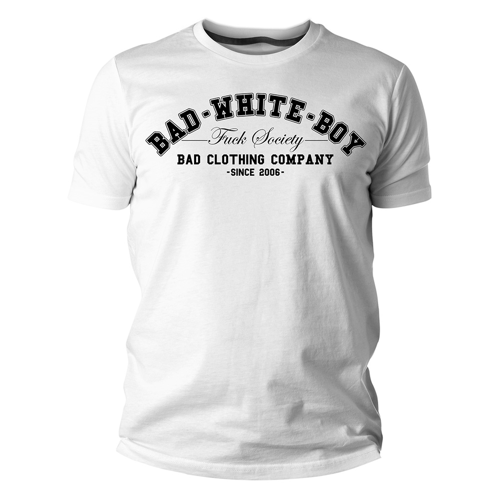 Bad White Boy - Fuck Society, T-Shirt weiss / white