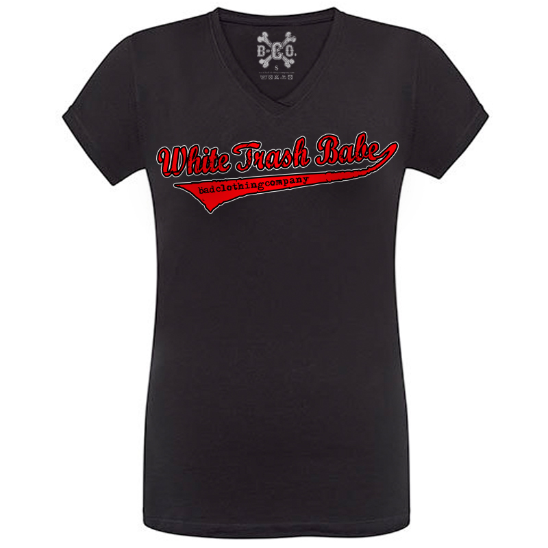 White Trash Babe - Baseball, V-Neck Girls Tee