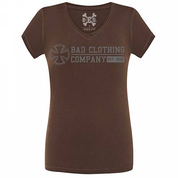 Bad Clothing Company - Since 2006, V-Neck Girls Tee, braun / brown